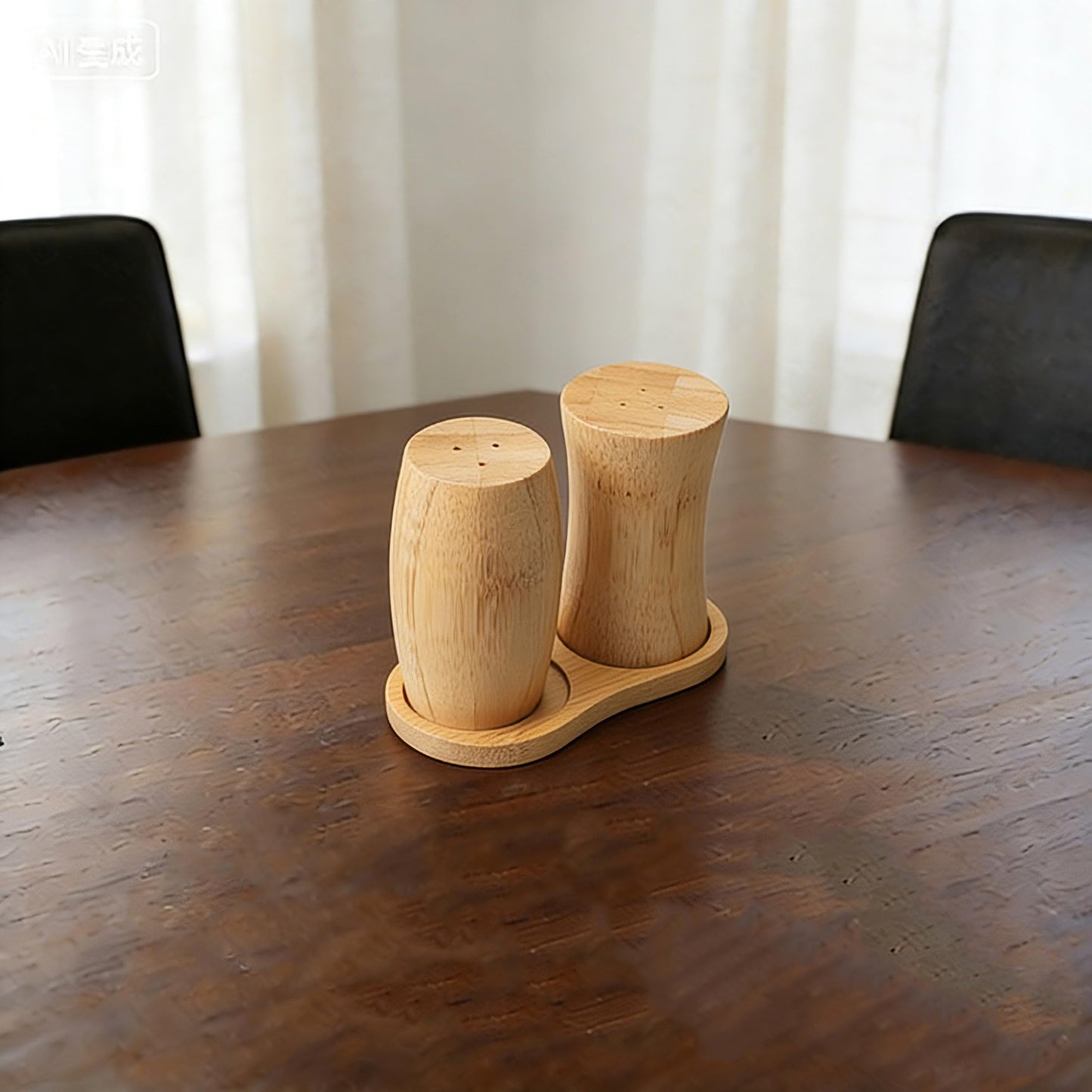 ZTHapwa Wooden Salt and Pepper Shakers Set, Small Bamboo Salt Pepper Shakers with Tray for Kitchen Cooking/Camping/BBQ, Farmhouse Seasoning Holder for Kitchen and Dining Table, 1/8 Cup
