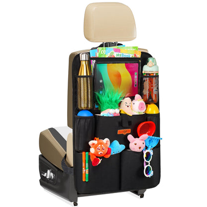 SURDOCA UPGRADED Car Seat Organiser for up to 11-inch Tablet Holder, 8 Pockets, Kids Toy Storage, Water Proof Back Seat Protector for Kids