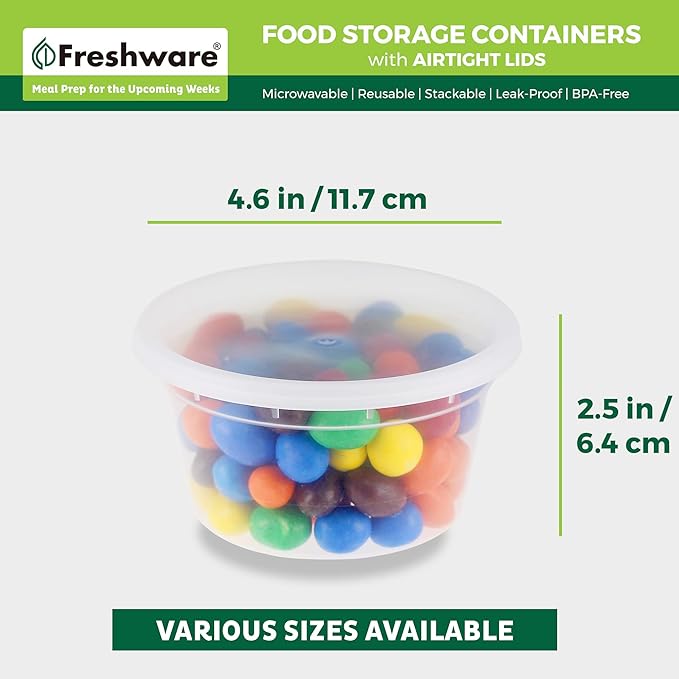 Freshware Food Storage Containers 12 oz Plastic Deli Containers