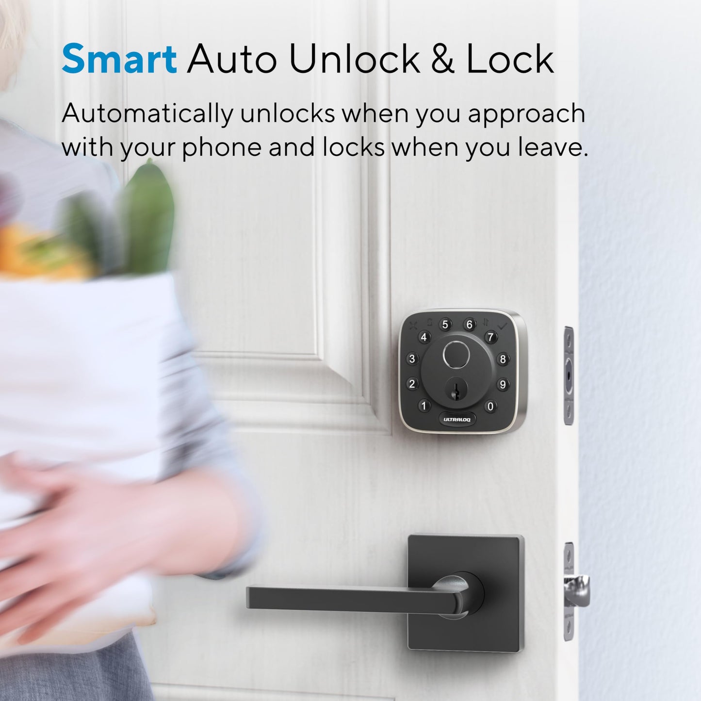 ULTRALOQ Bolt Fingerprint Smart Lock with Door Sensor, Built-in WiFi Smart Locks for Front Door, Biometric Smart WiFi Deadbolt, Auto Unlock, 10 Months Battery, IP65 Waterproof, BHMA Grade AAA