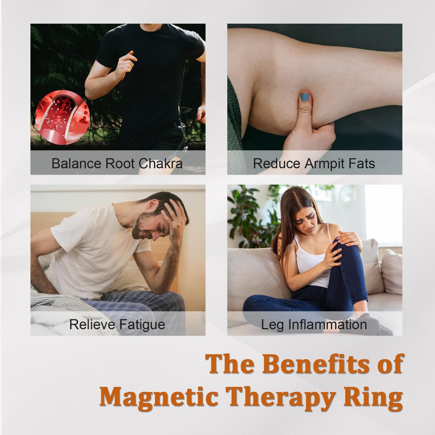 Fashtour Genuine Magnetic Hematite Rings (Set of 3), Black Hematite, for Men & Women, Anxiety Relief, Root Chakra Balance, Absorbs Negative Energies, （Size 10#）