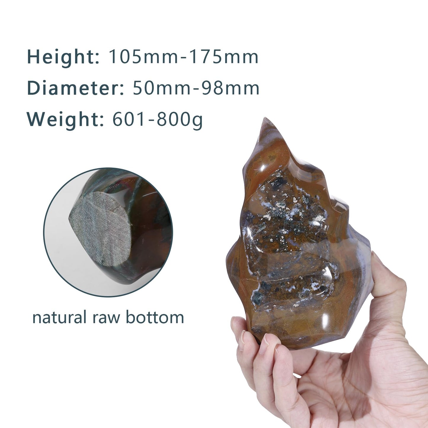TUMBEELLUWA Ocean Jasper Crystal Obelisk Tower for Shelf Desk Decor, Flame Shaped Crystals and Healing Stones for Positive Energy 1.32-1.76 LBS