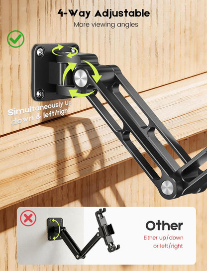 OHLPRO Magnetic Tablet Wall Mount, iPad Wall Mount Holder with 360° Rotating 2-Stage Foldable Aluminum Arm, MagSafe Compatible for Phones and Tablets, for Kitchen, Gym, Office, Home