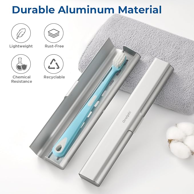 2 Pack Aluminum Toothbrush Travel Case, Portable Travel Toothbrush Holder