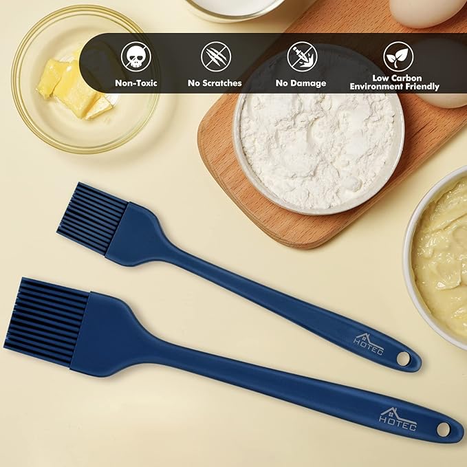 HOTEC 2 pieces Set Basting Brushes Silicone Heat Resistant Pastry Brushes