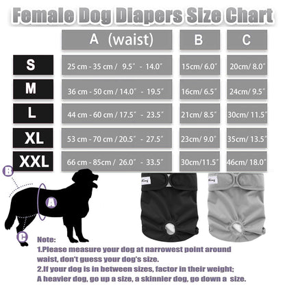 LeerKing Dog Nappies Female 2 Pack, Super Absorbent Dog Period Pants Washable Dog Knickers for Season Sanitary Panties Reusbale Puppy Incontinence,Black Grey M