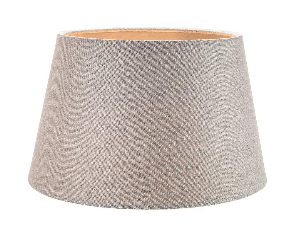 Traditional 12 Inch Grey Linen Fabric Drum Table/Pendant Lampshade 60w Maximum by Happy Homewares