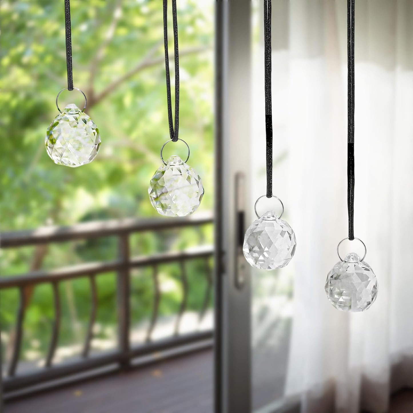 Afcabakila 48 Pcs Clear Crystal Ball Prism 20mm Chandeliers Prism Sun Shine Catcher Christmas Crystal Ornaments Rainbow Pendants Maker, Crystals Ball for Window Hanging, Garden Decor, and Gift Making