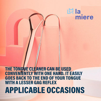 LA MIERE Tongue Scraper (2 Pack), 100% Stainless Steel, Easy to Use Tongue Scraper for Adults, Tongue Cleaner for Oral Care & Hygiene with Natural Cotton Bag