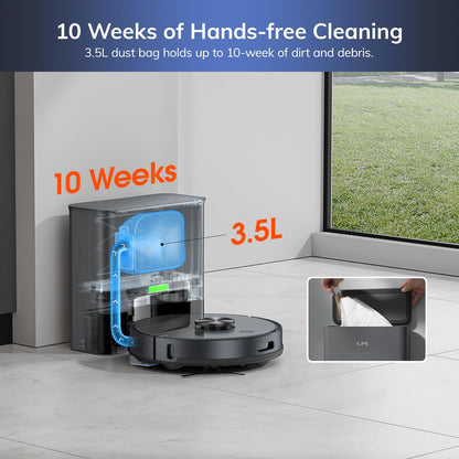 ILIFE A30 Pro Robot Vacuum and Mop, Self Emptying Station for 60 Days, 5000Pa Suction, LiDAR Navigation, No-Go Zones, 2.4G WiFi/App/Alexa/Remote Control, Roller Brush for Carpet, Hard Floors, 110V