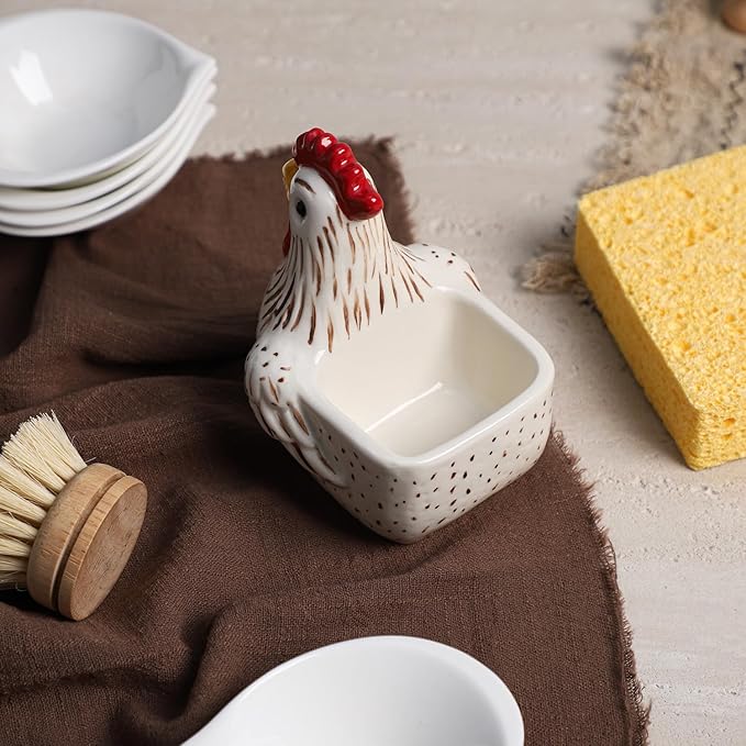 Ceramic Retro White Rooster Shape Sponge Holder