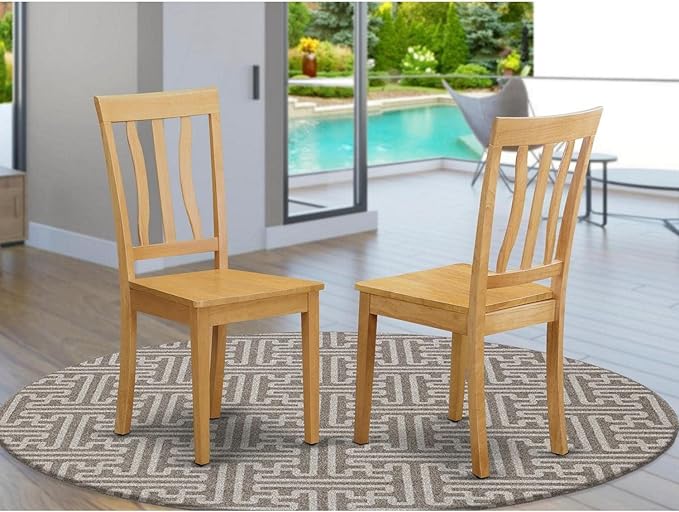 East West Furniture ANC-OAK-W Antique Dining Room Chairs
