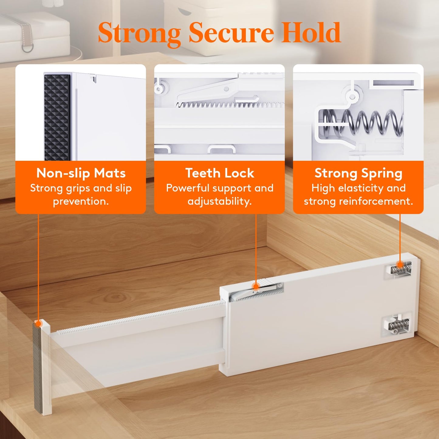 Lifewit 8 Pack Upgrade Drawer Dividers for Clothes, 4" High 11"-17" Adjustable Dresser Drawer Organizers, Expandable White Plastic Drawer Separators for Kitchen, Nursery, Office Organization & Storage