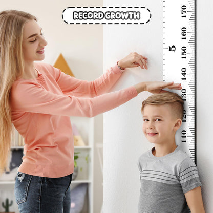 Kids Growth Chart Wall Hanging Baby Height Growth Chart Height Chart for Kids Removable Wall Decor for Kids Canvas Ruler Kids Measuring Chart for Wall Accurate Measurement Child Growth Chart (White)