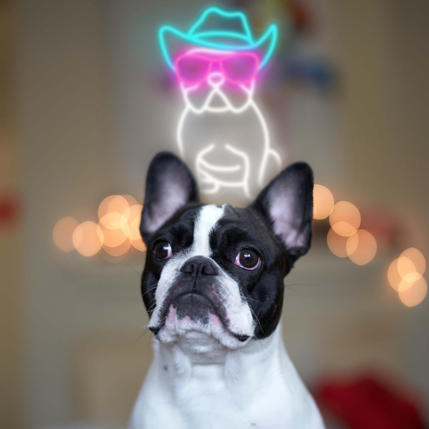 iPuppy Cowboy French Bulldog Neon Sign for Wall Decor Cowboy Frenchie Wearing Glasses LED Neon Lights French Bulldog Decor Accessories Frenchie Decor French Bulldog Gifts,10.6x15.2 inches.