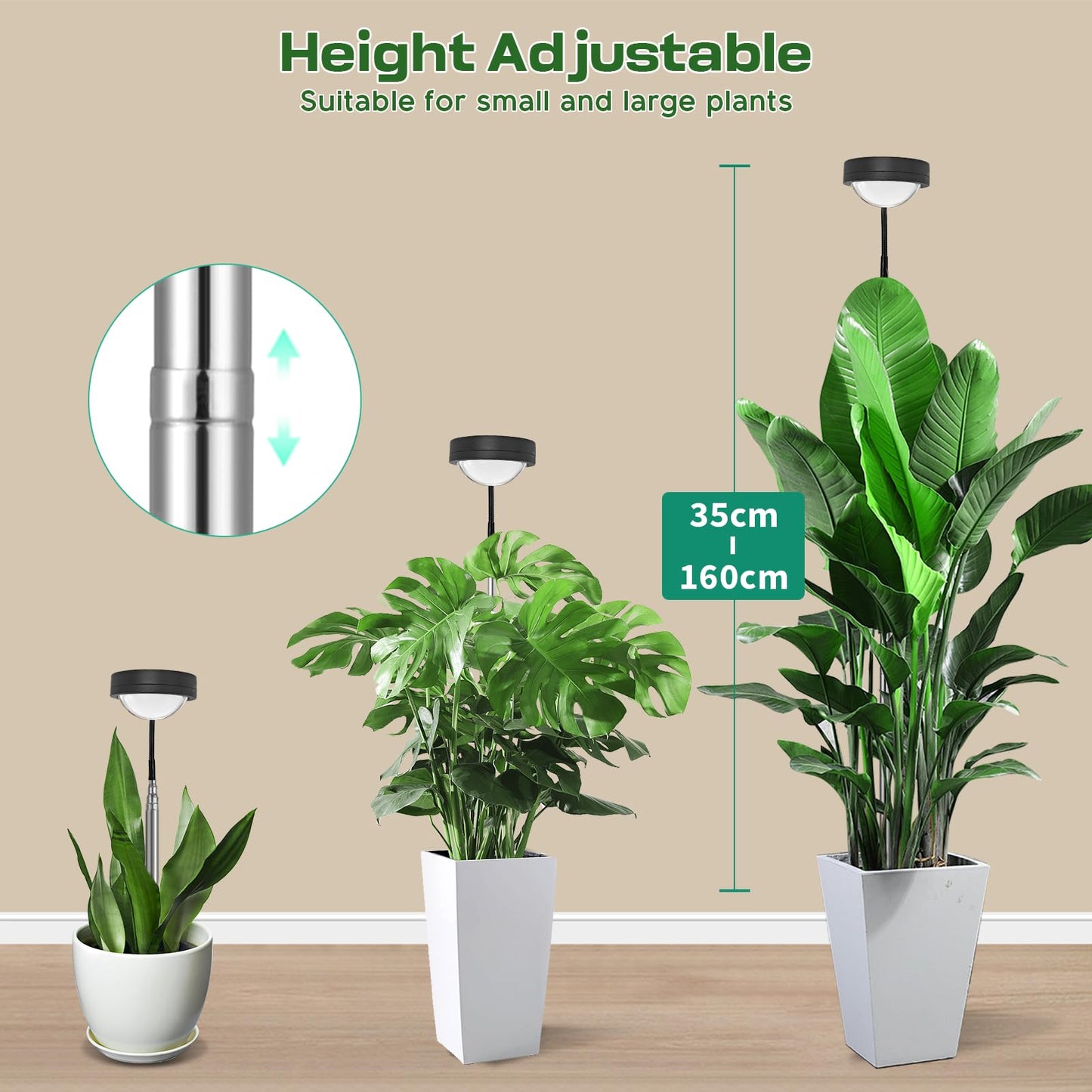 Plant Grow Light, Full Spectrum LED Growing Lights for Indoor Plants with Optical Lens, High PPFD Grow Lamp with 360°Gooseneck, 63in Height Adjustable, 3/9/12H Timer, 3 Color Modes, 10 Brightness