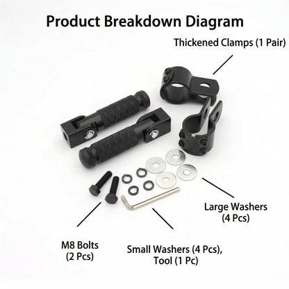 M8 Foldable Motorcycle Foot Pegs 2 Pack CNC Aluminum Footrest, 90° Fold Design Fits Mini Bike, Ebike, Dirt Pit Bike, Universal Passenger Rear Foot Pegs for Most Motorbike & Balance （Bike）