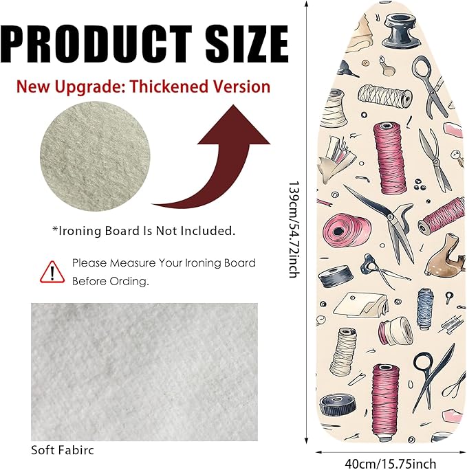 Nuxovilar Ironing Board Cover Needle Cotton 15x54 Inches | Ironing Board Cover