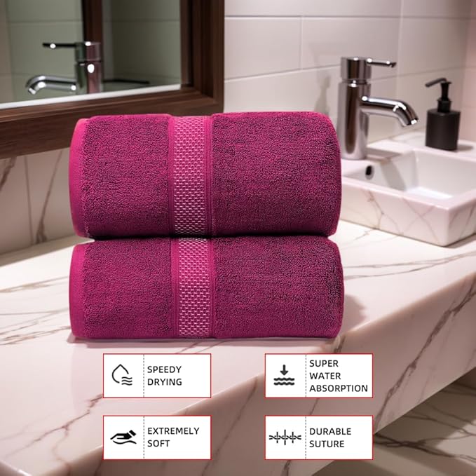 Fluffy Cotton Bath Towels Set650GSM, 2-Piece Set, Thickened and Enlarged