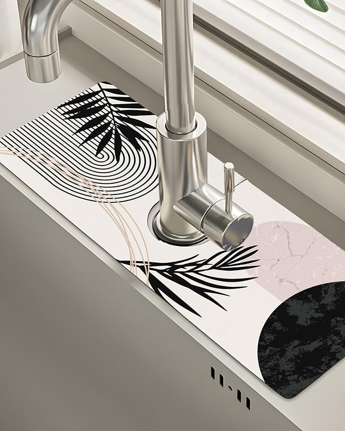 Patterned Sink Faucet Mat Kitchen Splash Guard Super Absorbent Drying Mat
