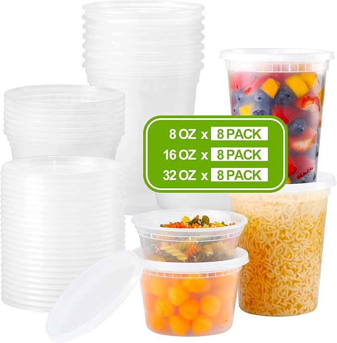 AOZITA 24 Sets Plastic Deli Food Containers