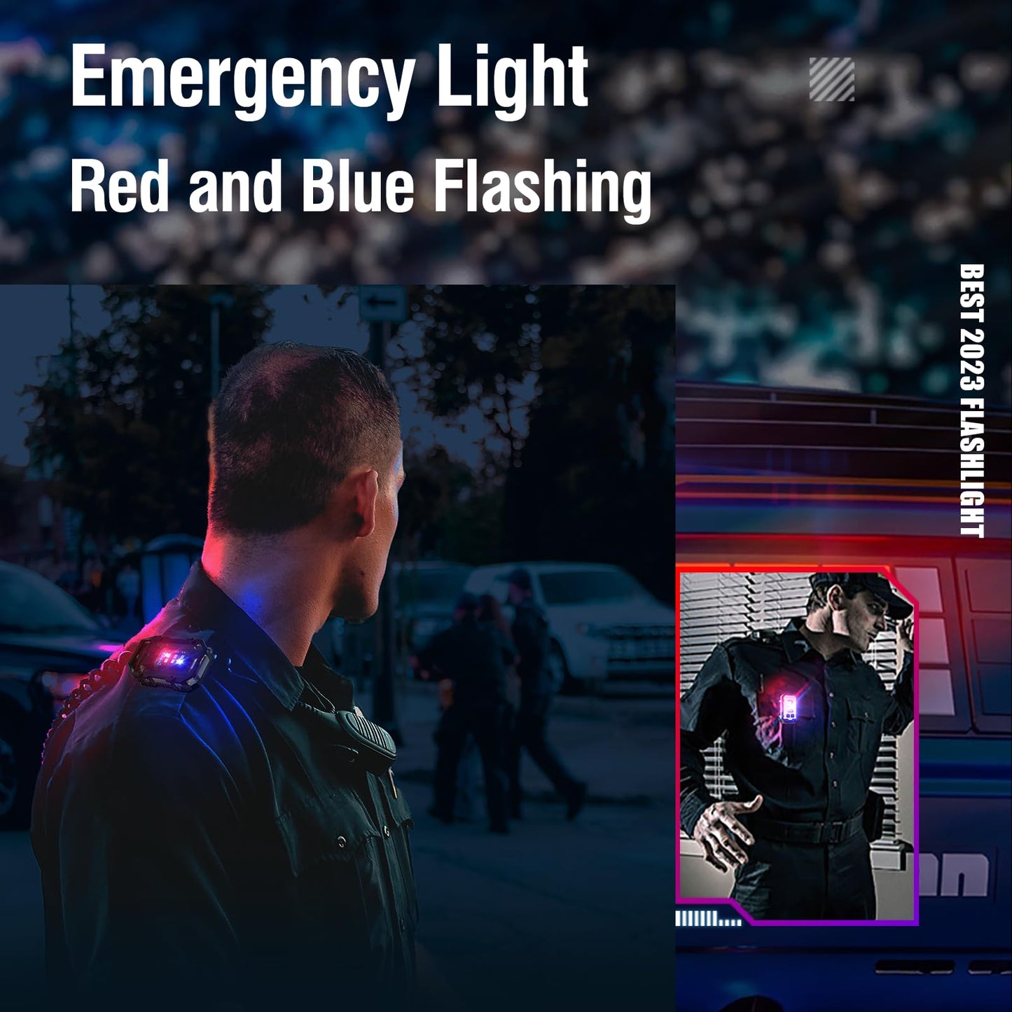NGOKPYD N10 Clip on Torch,Mini Torch Rechargeable Red Blue Flash Light for Safety Lights Warning for Night Walking Dog,Hands Free Small Flashlight Portable LED Work Light Hiking Camping Accessories