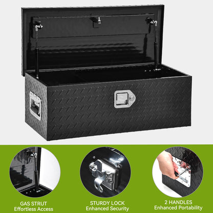 AUTOSAVER88 39 Inch Truck Bed Tool Box, Heavy Duty Aluminum Diamond Plate Tool Box Chest, Waterproof Chest Storage Box with Sliding Shelf and Lock for Trucks, Trailers, RVs, Warehouses