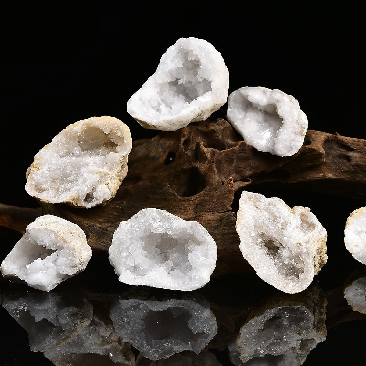 JIC Gem Natural Geodes Rock Healing Crystal Cluster Druzy Moroccan Quartz Geode Irregular Mineral Specimens 1.1-1.4 Lbs