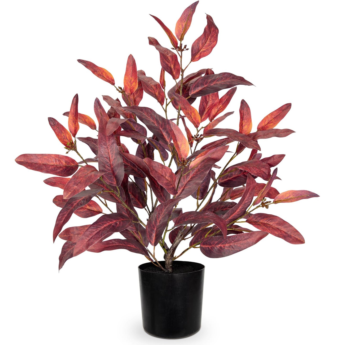Briful Artificial Plant Farmhouse Table Decor, Burgundy Eucalyptus Plant Home Indoor Decor, Fake Plants for Office Coffee Living Room Decorations