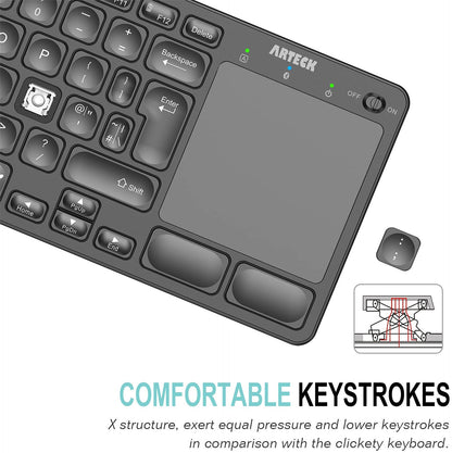 Arteck Universal Backlit 7-Colors Bluetooth Touch TV Keyboard with Easy Media Control and Build-in Touchpad for TV-Connected Computer, Smart TV, Desktop, Laptop, iPad, Surface, Tablet, HTPC