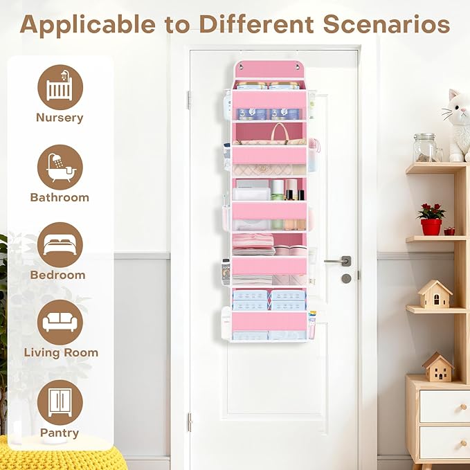 SpaceWhisper Over the Door Organizer, 5 Large Pocket Hanging Storage Organizer