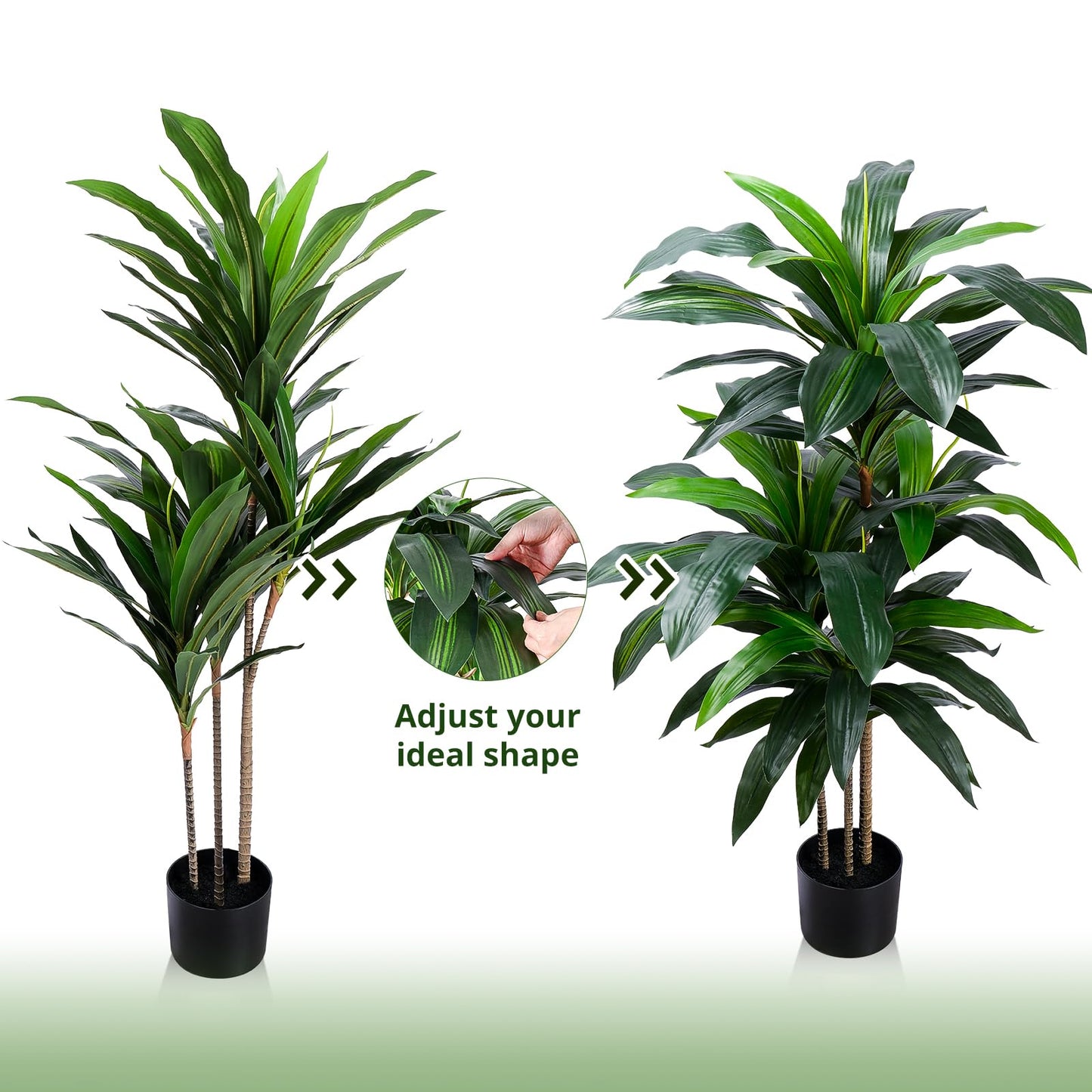 Yepdin Artificial Dracaena Tree 4FT, Fake Tree with Plastic Pot, Fake Tropical Yucca Floor Plant, Lifelike Foliage and Branches, Artificial Plants Indoor for Home Office Living Room Decor Indoor