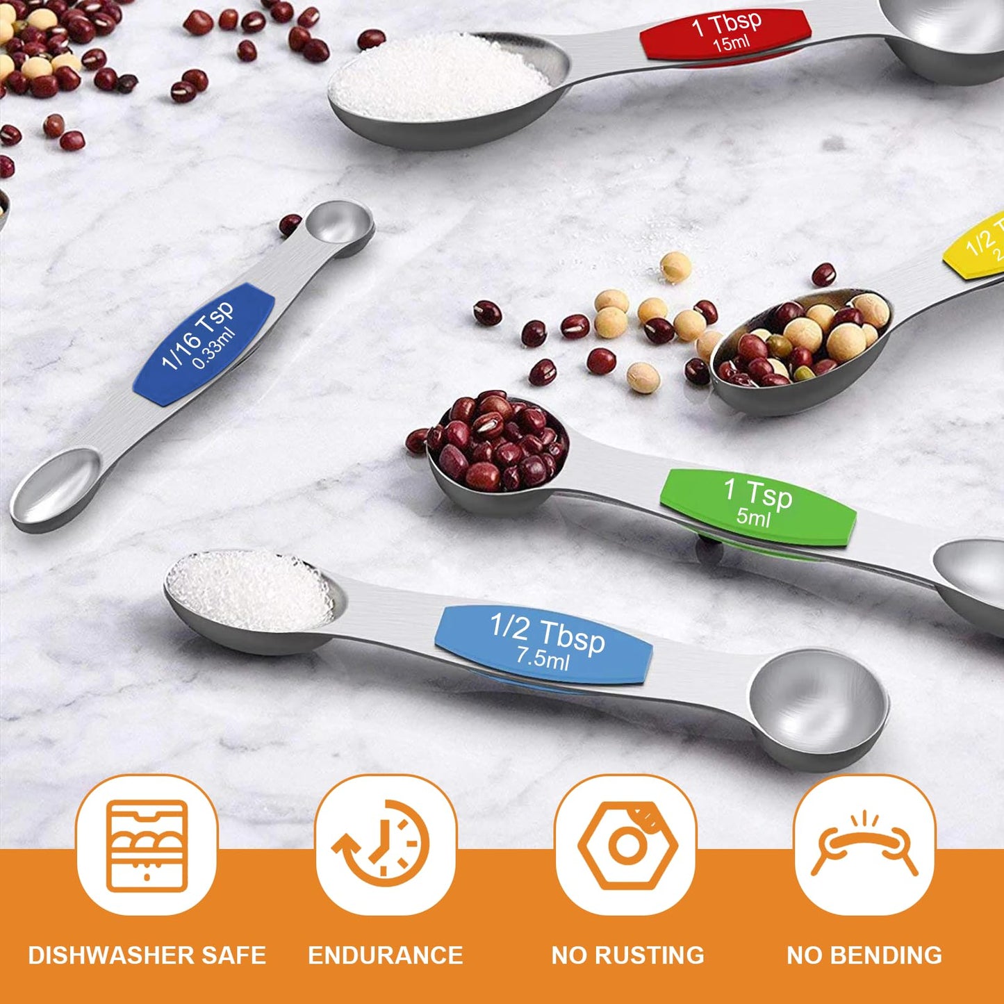 Wildone Stainless Steel Magnetic Measuring Spoons with Strong Magnets, 14pc