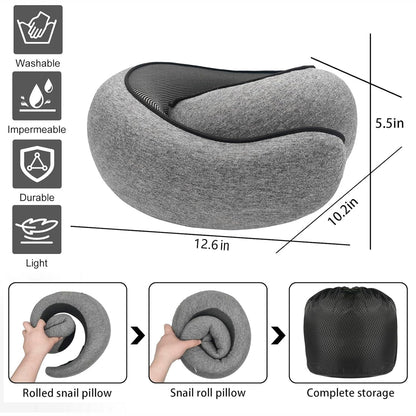 SZXYX Neck Travel Pillows for Airplanes, 100% Pure Memory Foam Neck Pillow for Airplanes, Comfortable Breathable Cover, 360° Support Stowable Pillows for Sleeping, Car, Airport Travel Essentials L