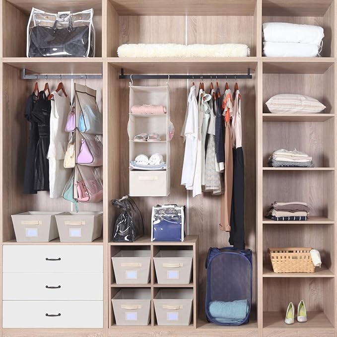 MAX Houser 4-Shelf Hanging Closet Organizer, Space Saver, Cloth Hanging Shelves