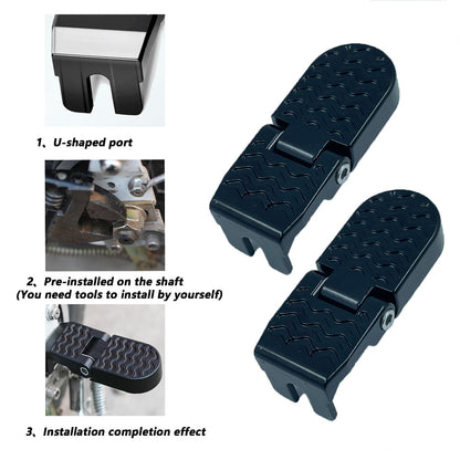 LOOEEL 1 Pair 10MM U Slot Bicycle Rear Pedals Folding Rear Seat Footrest Pedals Cycling Accessories for Mountain Bike, Folding Bicycle