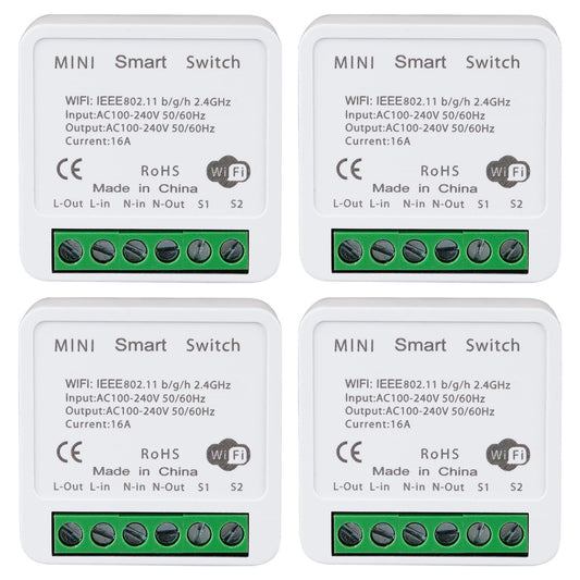 WiFi Smart Switch Light Switch, Compatible with Alexa/Google Home, APP Remote Control, Voice Control, DIY Mode, Timer Function, LAN Control, No Hub Required, 2 Way 16A(4 Pack)