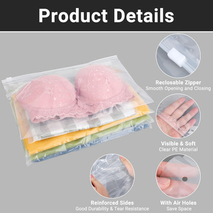 Svaldo Swimsuit Bags Storage Clear, Clothing Packaging Bags for Bikini, Swimwear, Bathing Suit Storage, T Shirt Packaging, 10x8 inch, Pack of 25, 3 Mil with Vent Holes