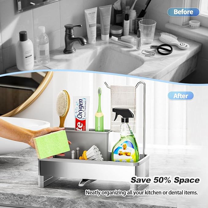 Ewaiira Stainless Steel Sink Caddy, Sponge Holder