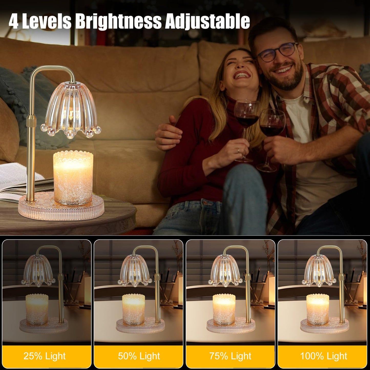 Maromamix Candle Warmer Lamp with Timer - Electric Wax Melt Warmer with Adjustable Height and Dimmer for Scented Candle Wax, Home Fragrance Décor and House Warming Birthday Gifts for Women Mom