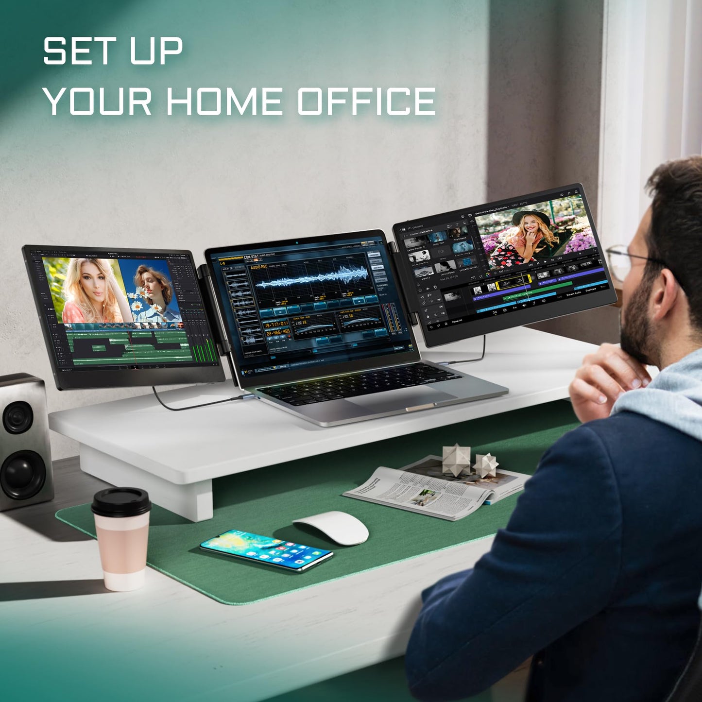 Teamgee S1 Dual Laptop Screen Extender — 14” FHD IPS Portable Monitor for 13–17” Laptops, USB-C/HDMI Plug & Play, Compatible with Windows, macOS & Android, Perfect for Hybrid Work & Travel