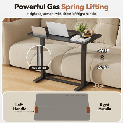 Liftsync Mobile Standing Desk, 35inch Small Rolling Table with Drawer, Height Adjustable Sit Stand Workstation, Black Portable Laptop Cart with Hidden Wheels or Lockable Casters