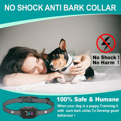 RICIVI Anti-Bark Collar for Small Dogs, No Shock Anti Barking Collars with 7 Sensitivities, 3 Adjustable Modes Beep & Vibration, IP67 Waterproof - Effective & Humane Small Dogs Bark Collar, Dark Black