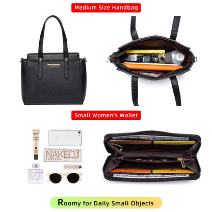 Montana West 3PCS Purses for Women Tote Bag and Wallet Set Shoulder Satchel Crossbody Bags Leather Handbag for Gift Travel Casual Work MWC3-C032WBK