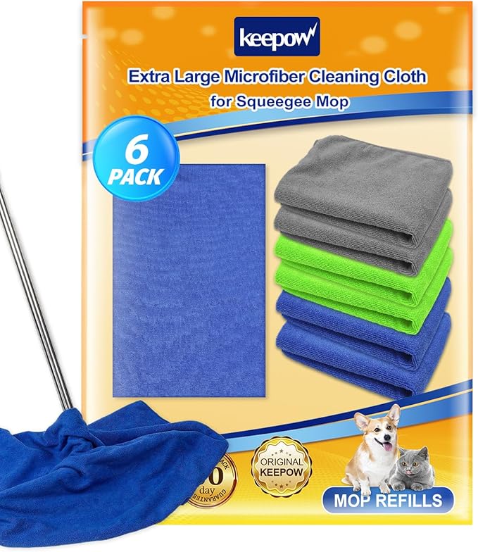 KEEPOW 6PCS Extra Large Microfiber Cleaning Cloth, Lint and Streak Free