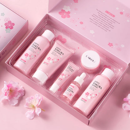 LAIKOU Skincare Set, JAPAN Sakura Skin Care Sets & Kits - Cleanser, Toner, Lotion, Serum, Eye Cream, Face Cream, Travel Gift Sets for Women Teenage Girls Mom Daughter, TSA-friendly Sizes 6pcs