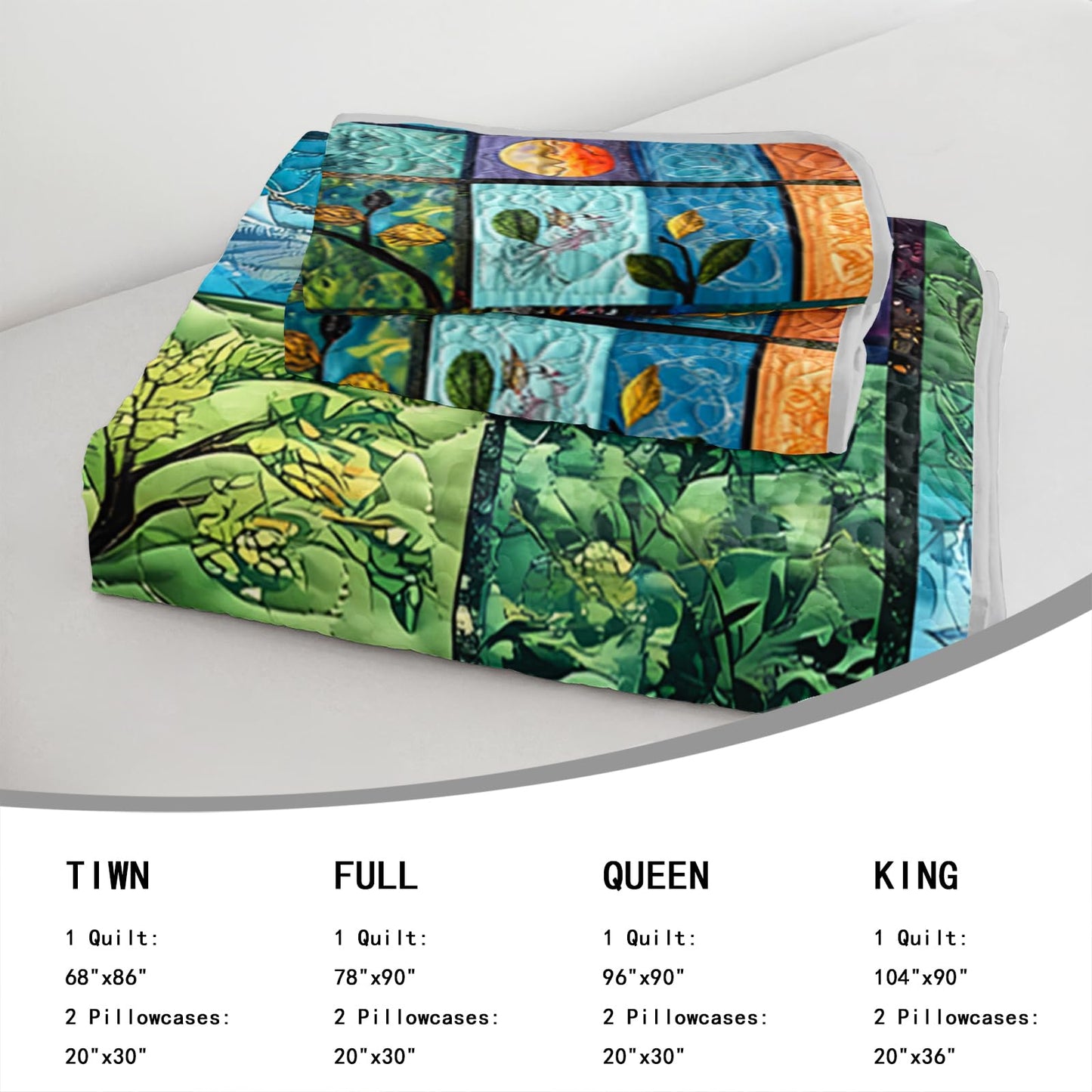 AILONEN Tree of Life Quillt Set Queen Size, Sun Moon Boho Bedspread Coverlet,Soft Microfiber Quilt,2 Pillowcases,3-Piece Colorful Natural Botanical Print Bedding