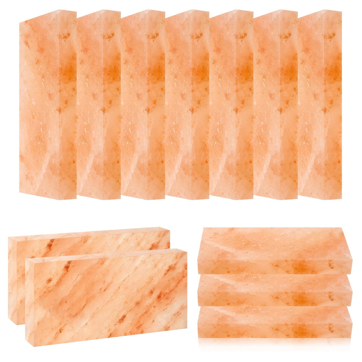 Swiffen 12 Pcs Himalayan Salt Tiles for Sauna Spa, 8 x 4 x 1 Inches, Natural Pink Salt Bricks Bulk Stone Blocks for Building Sauna Room, Spa Walls, Massage, Dry Aging, Wellness Centers, Home DIY Decor