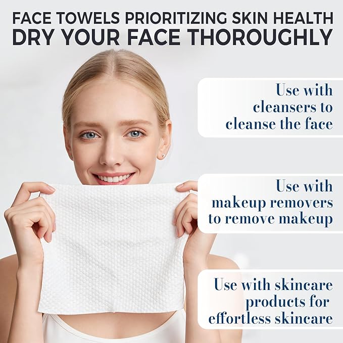 Disposable Face Towels XL, 7.9" x 9.4" Large Face Towelettes Disposable