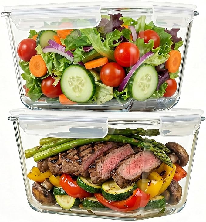 2 Pack Large Glass Storage Containers